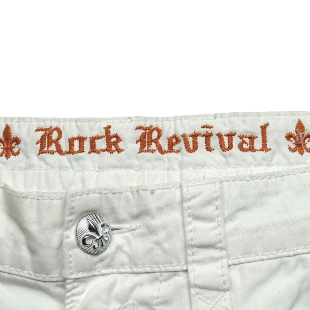 Rock Revival Shorts Men's Cargo White Orange Shorts Size 34 - Picture 4 of 15
